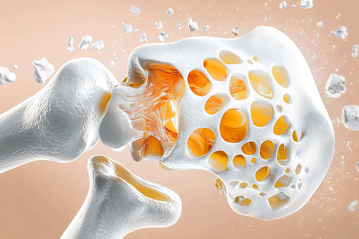 Schematische Darstellung eines Gelenkes mit kleinen Splittern drum herum