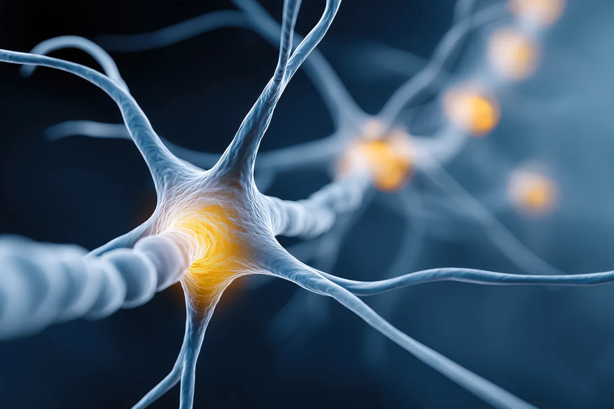 Schemadarstellung von Nervenzellen und -bahnen